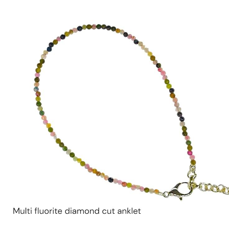 Multi-fluorite Diamond Cut Anklet