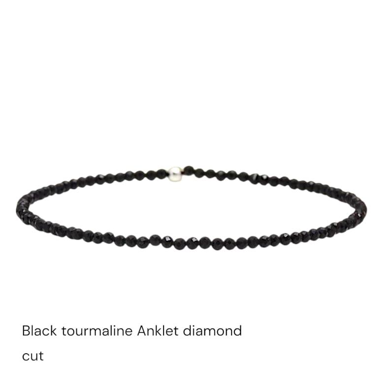 Black Tourmaline Diamond Cut Anklet