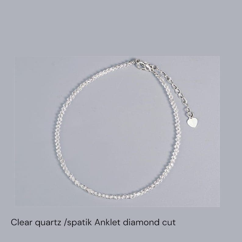 Clear Quartz/ Spatik Diamond Cut Anklet